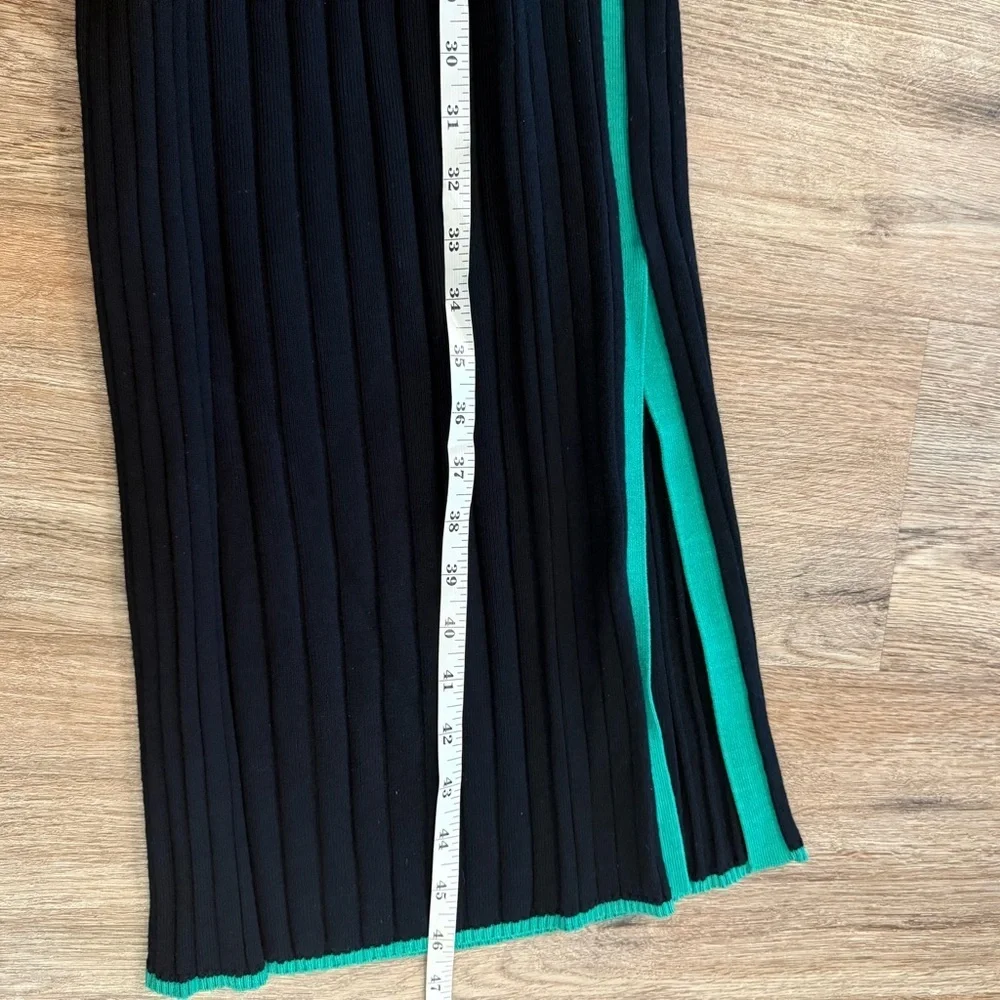 Daily Practice Anthropology Long-Sleeve Black Green Sporty Party Sweater Dress S